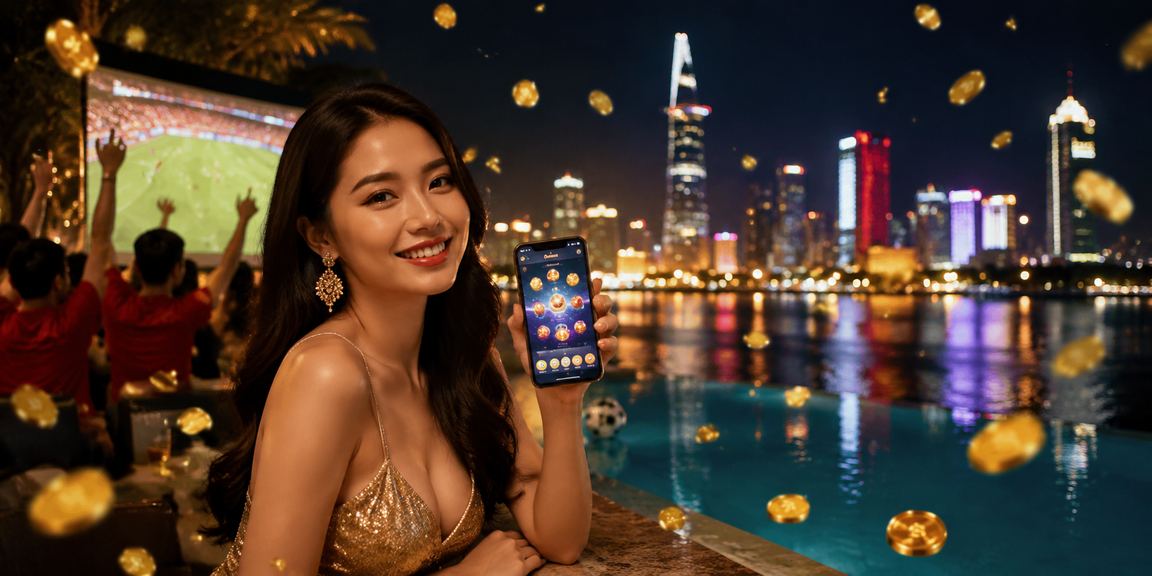 Người chơi Việt Nam tập trung theo dõi màn hình game casino trong không gian tối hiện đại